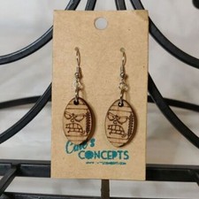 Game Face Football Laser Cut Wood Earrings