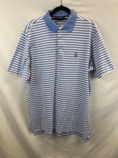 POLO GOLF RALPH LAUREN Men's $98 Blue Striped Short Sleeve Golf Polo Shirt Sz L