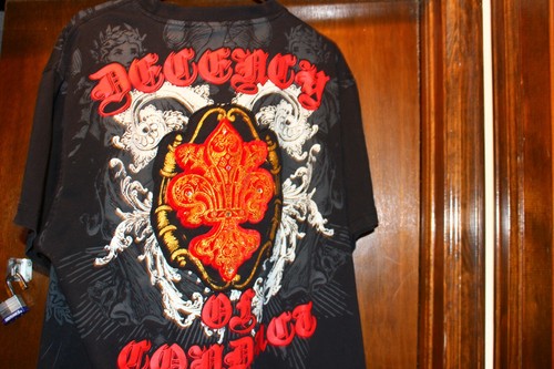 Raw Blue Goth Royal Dignity Black Graphic Embellished Cross T-Shirt Men Size 3XL - Picture 7 of 8