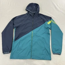 Oakley Jacket Mens Large Blue Teal Performance Fit Hooded Full Zip Windbreaker