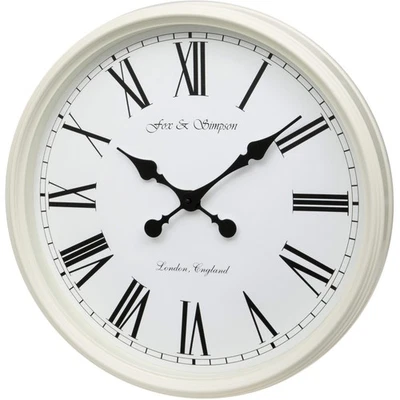 50CM LARGE WALL CLOCK GRAND CENTRAL STATION ROMAN NUMERALS IN CREAM - NEW IN BOX - Image 1 of 2
