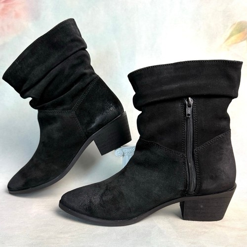 New In Box Matisse Sutton Black Suede Leather Slouch Ankle Boots - Picture 2 of 12