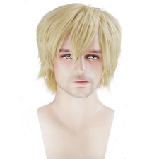 Blonde Short Man Wig cosplay costume party boy synthetic layered fluffy stage