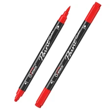 Overseas Red Acrylic Paint Markers, 2 Pack Dual Tip Paint Pens Acrylic Markers