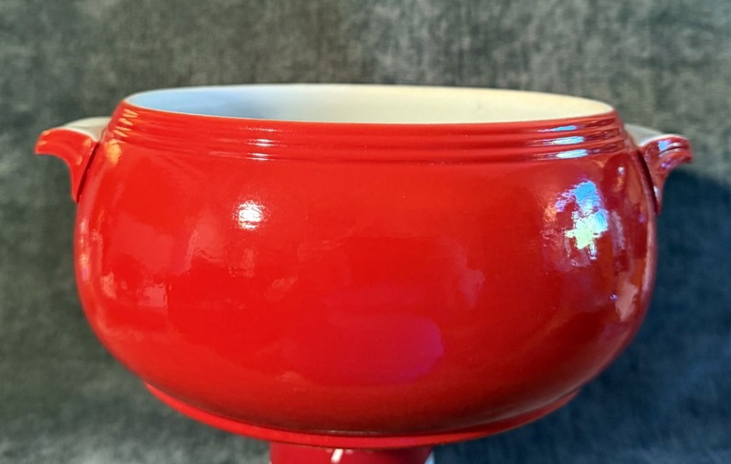 Hall Red Round Covered Casserole Dish NO LID with  Handles Printed Backstamp