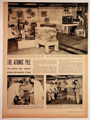 Atomic Pile 1940s Vintage Magazine Article Print Science History Nuclear Energy