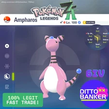 Pokemon Legends ZA✨SHINY AMPHAROS ALPHA Lv100 Modest/6IV/MAX EV FAST Gold Bot Ca