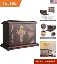 Elegant Wooden Cremation Urn for Ashes - Personalizable  Large Capacity