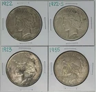 1922 1922-S 1923 1935 Peace Dollar Lot of 4
