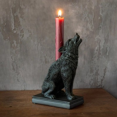 NEW Black Wolf Candle Stick Holder by Alchemy Gothic (INSTOCK Fast Shipping)