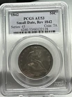 1842-P SEATED LIBERTY HALF DOLLAR 50C  SMALL DATE REV 1842 PCGS AU53 Old Holder