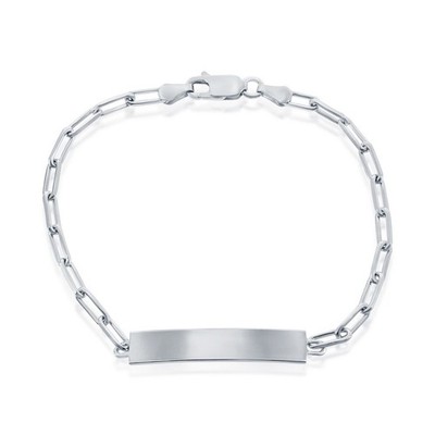 Sterling Silver Bella Silver Paperclip ID Bracelet Rhodium Plated