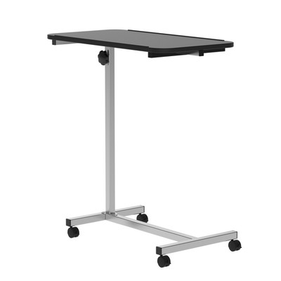 Mobiler Beistelltisch C-Form schwarz 77x40x76-128,5cm Stahl & MDF mit Rollen mit Schlössern
