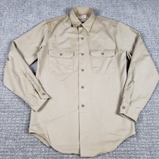 Vtg 60s BIG MAC Work Shirt Mens Medium Tan Selvedge Double Barrel Twill Penneys