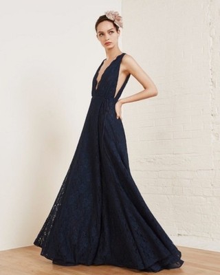 NEW Reformation $488 Francesca Lace Plunge Wrap Thigh Slit Maxi Gown Dress 2