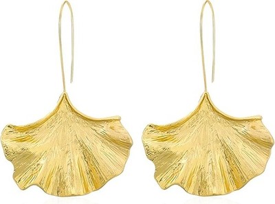Fashion Silver Ginkgo Leaf Drop Dangle Earrings Fall Maple Leaf Pendant Gold