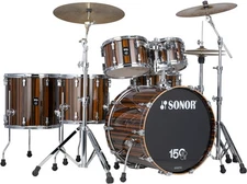 Sonor 150th Anniversary AQ2 Stage 6-piece Shell Pack - Ebony High-gloss Lacquer