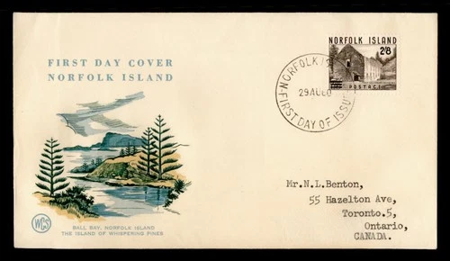 DR WHO 1960 NORFOLK ISLAND FDC OVPT 2.80 WSC CACHET TO CANADA M71476