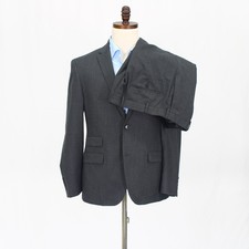 DKNY 38S 34x30 Gray Full Suit Solid 2-Button Wool