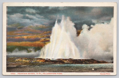 #ad #ad Vintage White Border Postcard Fountain Geyser Yellowstone Park Haynes $4.75