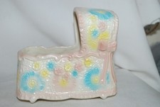 Vintage Napco Pink Baby Bassinet Planter