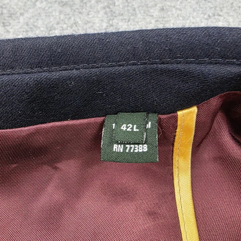 J Crew Blazer 男式 42L 海军蓝 Legacy 运动外套 100% 羊毛金色锚扣 — 第 4/4 张图片