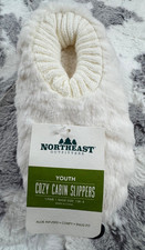 Northeast Outfitters Youth Small 13K - 4 Cozy Cabin Slippers Cream