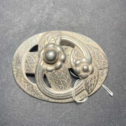 STERLING SILVER 925 lot Brooch N23 30g Vintage Antique Flowers Oval Wreath Art