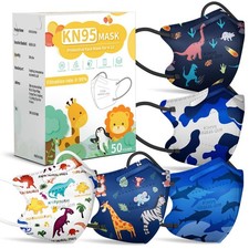 FENFEN Kids KN95 Face Mask 1 Count Pack of 50 , Multicolor Pattern