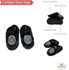 Women Slippers Closed Toe Faux Fur Black Plush Comfy Indoor House Lounge Wear