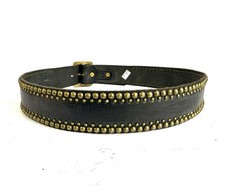 HTC Hollywood Trading Co Vintage Black Leather Brass belt BLACK LINE JAPAN 36 M