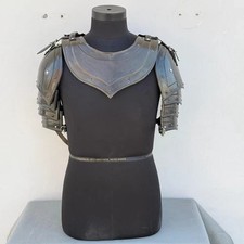 Medieval Black Templar Knight Pauldrons with Gorget Steel Armor LARP Cosplay