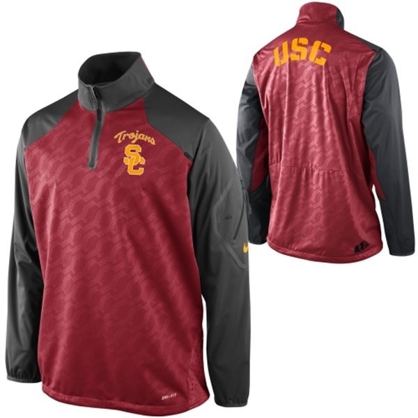 Nike USC Men's Jacket 00027 Trojans Performance Fly Rush Quarter Zip