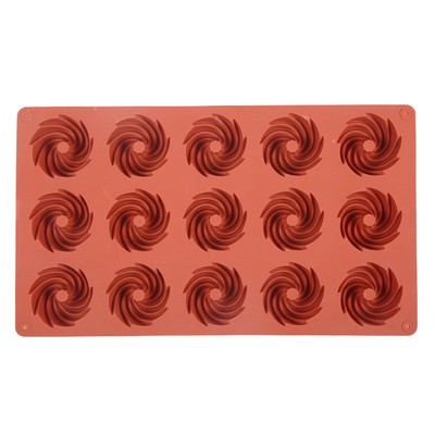 Silicone Chocolate Mold 15-Cavities Spiral Shape Cookie Mousse Candy Baking Mold