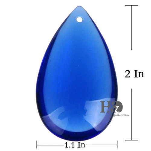 20pc Blue Chandelier Glass Crystal Lamp Prisms Parts Hanging Drops Pendants 50mm - Picture 3 of 3