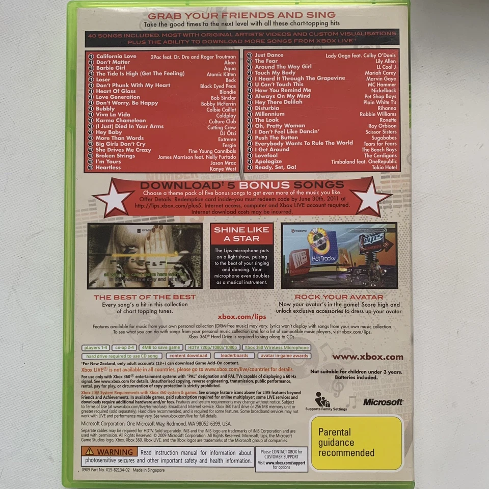 Number One Hits Lips #1 XBOX 360 Microsoft COMPLETE w/ Manual iNiS 2009 PAL - Image 2 of 4