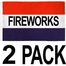 3x5 ft Fireworks Flag Sign Banner rwbf - 2 PACK
