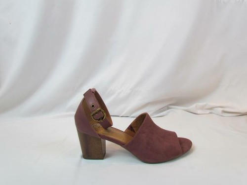 NIB Style & Co Ankle Strap Pump Open Toe Blush Suede Chunky Heel 9 M - Picture 2 of 8