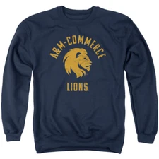 Texas A&M-Commerce Adult Crewneck Sweatshirt Lions Logo, Navy, S-3XL
