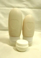 Leak Proof Silicone Soft Refillable Bottles 3oz & 2oz twin packs-Ivory
