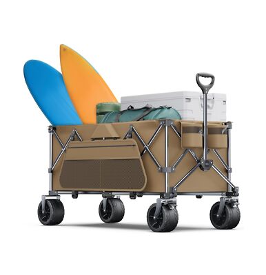 440Lbs Collapsible Wagon Cart with Big Wheels, Ideal for Beach, Camping, Gard...
