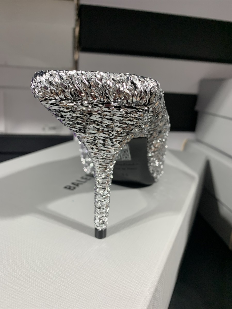 BALENCIAGA ミュール ナイフ 36 Balenciaga Knife Mules Silver Leather Low Heel Women – Bluefly