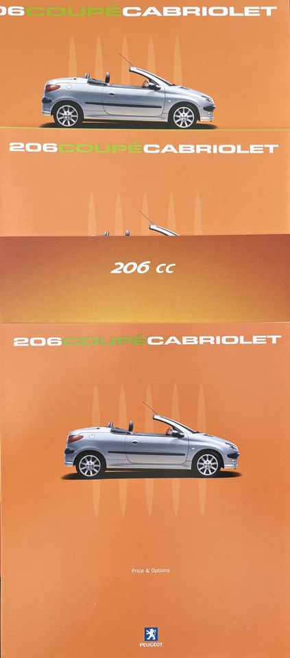 Peugeot 206 CC Coupe Cabriolet UK Brochure Pack October 2000 inc prices - Image 2 of 4
