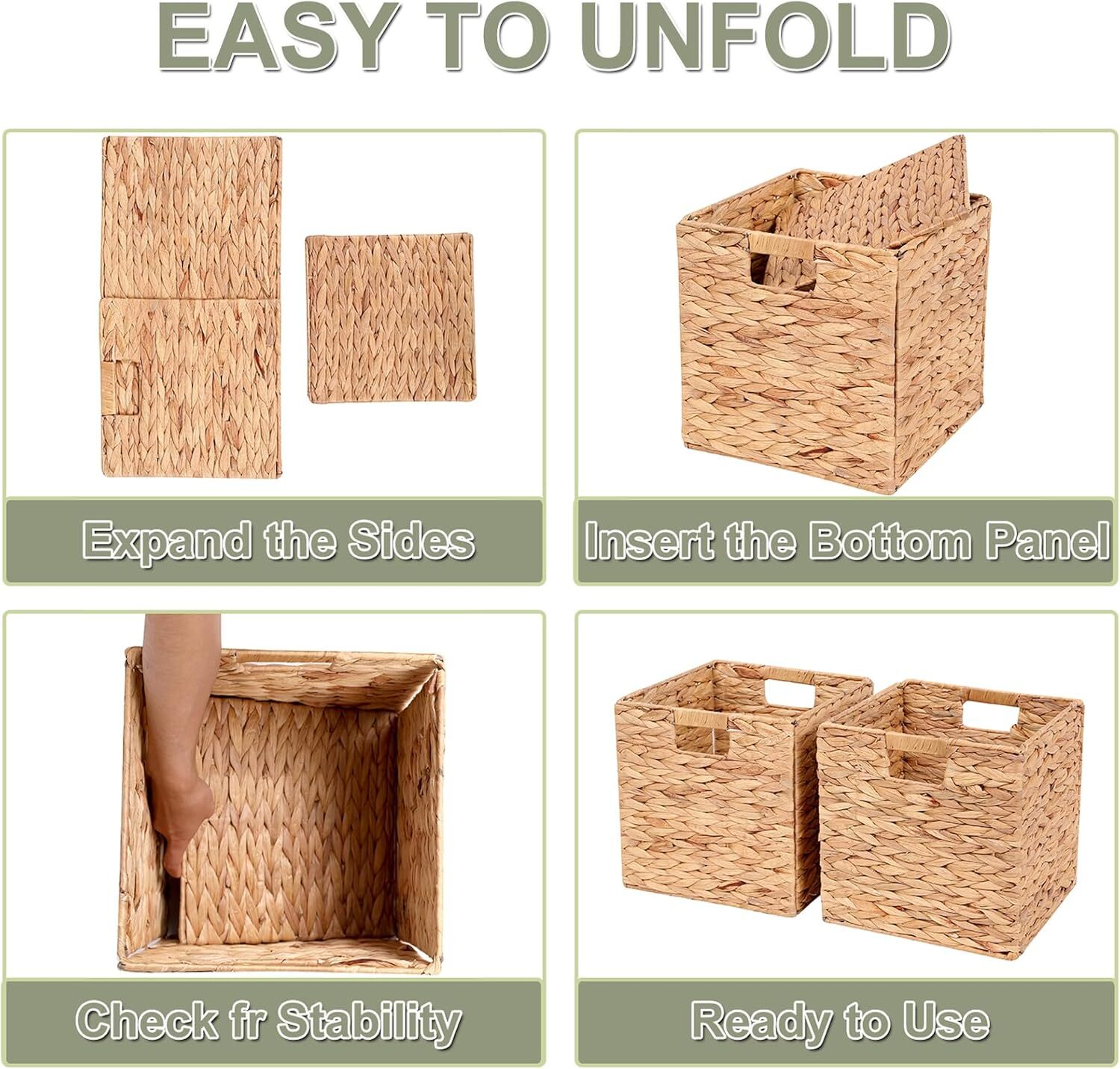 Wicker Storage Cube Foldable Hand-Woven Hyacinth Storage Basket