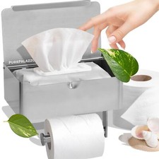 Premium Toilet Paper Holder Brushed Nickel with Comfortable Storage  Shelf E...