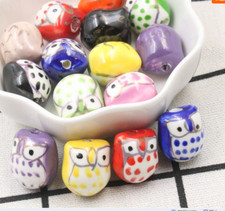 wholesale 100pcs 14x16mm color owl Ceramic beads crafts