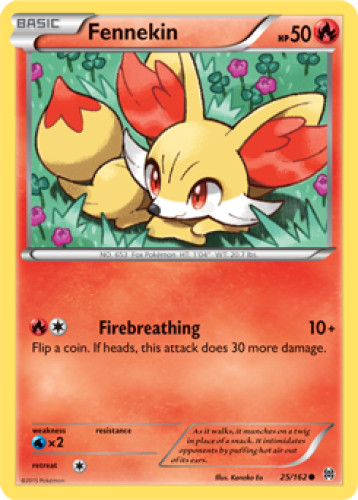 1x Fennekin 25/162  XY BREAKthrough Pokemon TCG Card LP