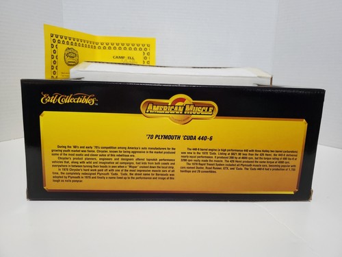 Club Mopar Cruisin '70 1998 Plymouth Cuda 440-6 amarillo American Muscle ERTL 1:18 - Imagen 11 de 18