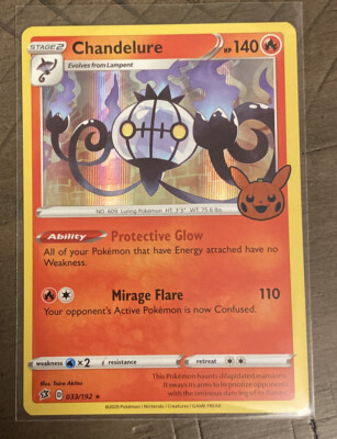 Pokemon Chandelure 33/192 Holo Rebel Clash Pokémon Card NEAR MINT