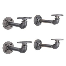 PIPE D COR Industrial Pipe Shelf Brackets 4 Pack, Authentic Pipe Plumbing Fit...